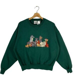 VTG,The Disney Store Green Lady And The Tramp Embroidery Cotton Blend Sweater XL
